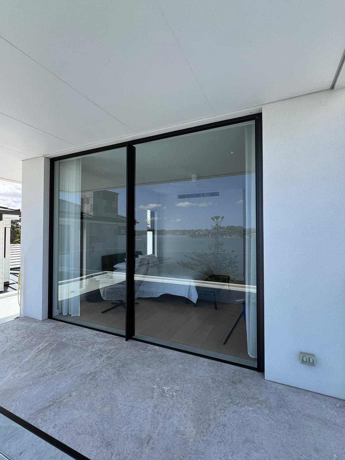 Spotless floor-to-ceiling glass doors